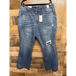 NWT Judy Blue Mid Rise Destroyed Knee Bootcut Jeans‎ 22W Distressed Frayed Hem
